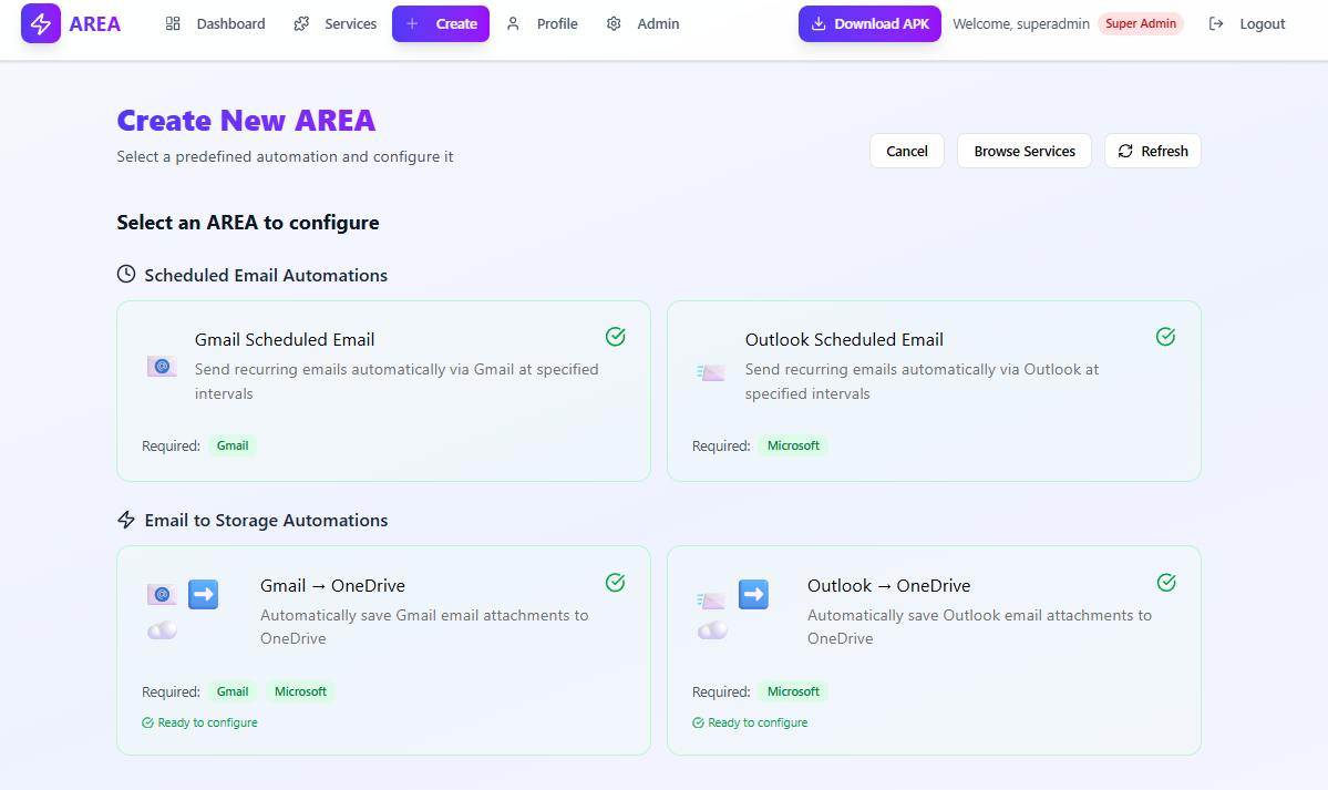 AREA workflow editor